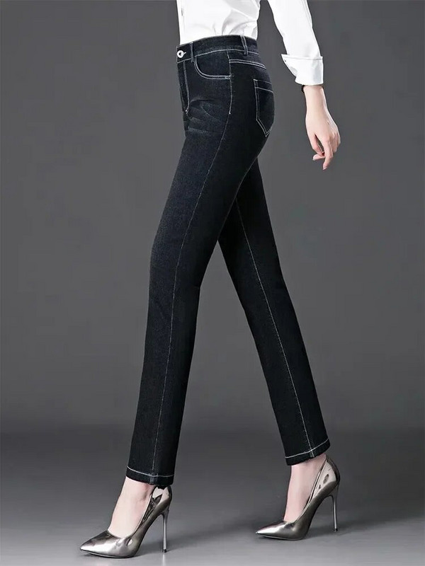 Ψηλή μέση Skinny Pencil Τζιν Γυναικείο Άνοιξη Φθινόπωρο Κορεάτικο Casual Oversize 6xl Mom Vintage Stretch τζιν παντελόνι d