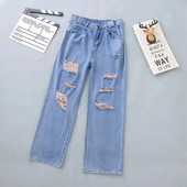 Naiste mood, poiss-sõber, kottis lõhki rebitud teksad naistele kõrge vöökohaga teksad, naistele, soodne pakkumine, naiste teksapüksid, teksapüksid 2