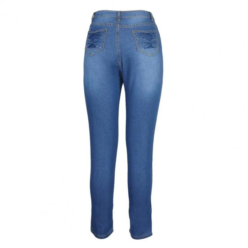 Bodycon Női Farmer Fenékemelő Több zseb Elasztikus Derék Gomb Cipzár Fly Magas derekú Farmer Ceruza Nadrág Farmer Női