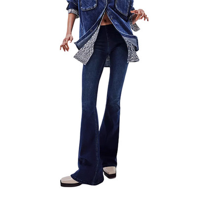 Ženske široke traperice srednjeg rasta, široke zvonaste hlače, rastezljive traper hlače Proljetne uske zvonaste traperice