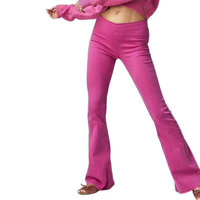 Ženske široke traperice srednjeg rasta, široke zvonaste hlače, rastezljive traper hlače Proljetne uske zvonaste traperice