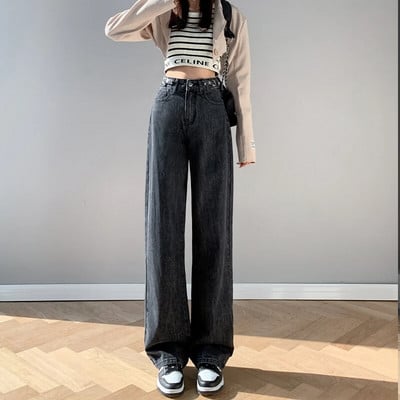 Moteriškos mados vaikinas Baggy mėlyni džinsai moterims aukštu juosmeniu, moteriški Nauji Karštas išpardavimas Lady Slouchy Streetwear džinsinės kelnės B663