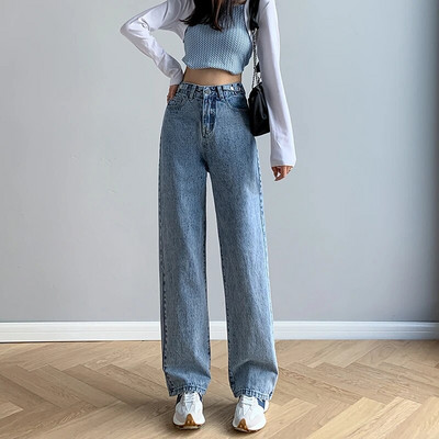 Moteriškos mados vaikinas Baggy mėlyni džinsai moterims aukštu juosmeniu, moteriški Nauji Karštas išpardavimas Lady Slouchy Streetwear džinsinės kelnės B663