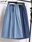 Oversize 5xl pitsiga laia säärega Jean Baggy naiste klassikalised õhukesed teksapüksid elastsed kõrge vöökohaga Capris vabaaja Korea Stretch Vaqueros