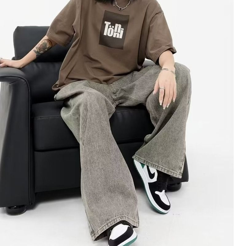 Deeptown Vintage prevelike traperice Ženske grunge Streetwear Boyfriend elastične traper hlače Jesen Široke široke Harajuku hlače Zima