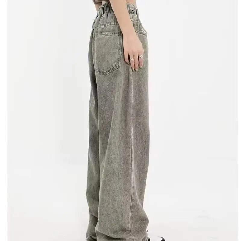 Deeptown Vintage prevelike traperice Ženske grunge Streetwear Boyfriend elastične traper hlače Jesen Široke široke Harajuku hlače Zima