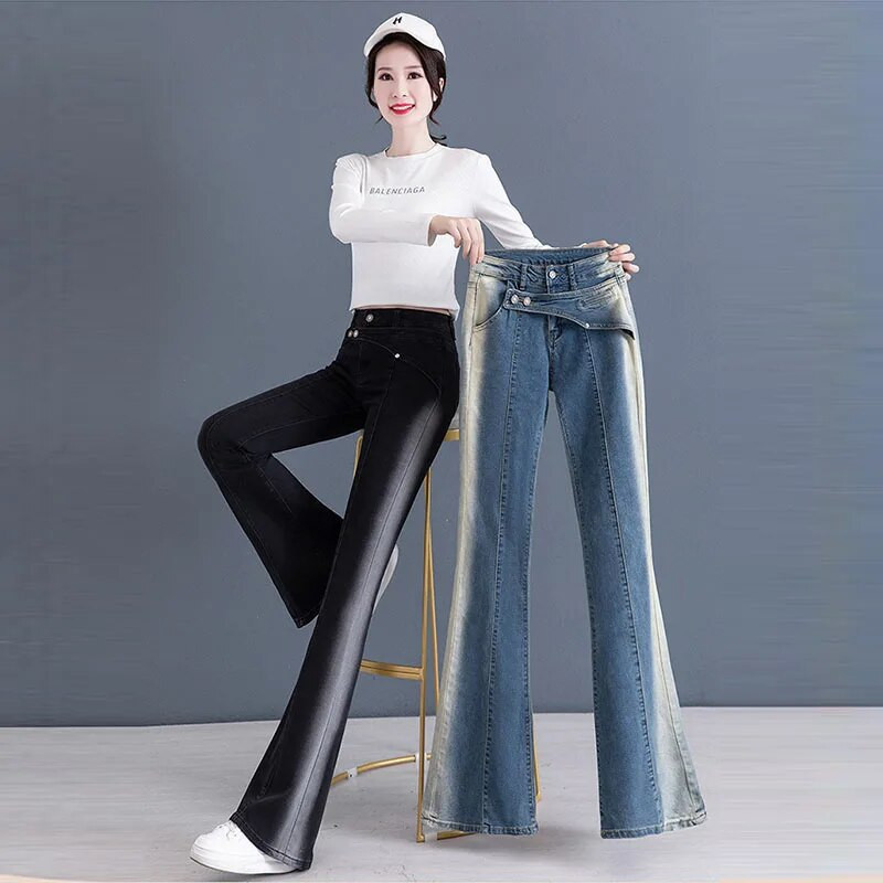Nove lepršave traperice Ženske hlače niskog struka Vintage estetske traper hlače Streetwear Mom Ležerne korejske modne Y2k traperice