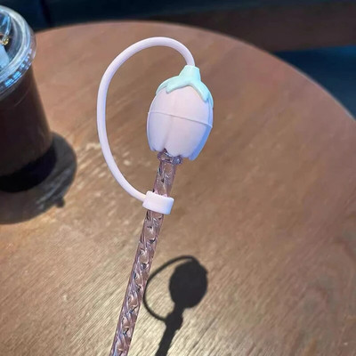 Slamkasti medvjed Slamka s poklopcem za zaštitu od prašine Silikonski Kawaii mačja kandža Čepovi za slamke za čašu Ružičaste slamke Štitnik za poklopac 7 mm