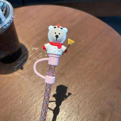 Slamkasti medvjed Slamka s poklopcem za zaštitu od prašine Silikonski Kawaii mačja kandža Čepovi za slamke za čašu Ružičaste slamke Štitnik za poklopac 7 mm