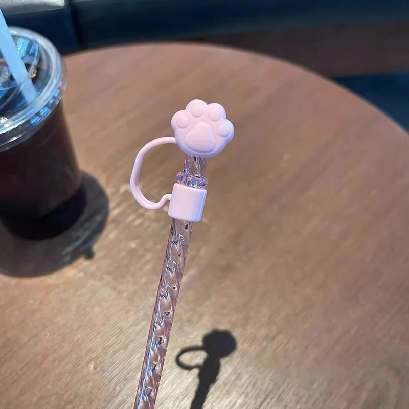 Slamkasti medvjed Slamka s poklopcem za zaštitu od prašine Silikonski Kawaii mačja kandža Čepovi za slamke za čašu Ružičaste slamke Štitnik za poklopac 7 mm