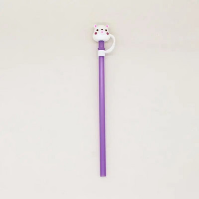 Silikoninis šiaudinis kištukas, daugkartinis geriamasis dulkių dangtelis, stiklinis puodelis, priedai Creative animacinių filmų aptaškymui atsparūs kamščiai Antgaliai Sandarinimo dangtelis