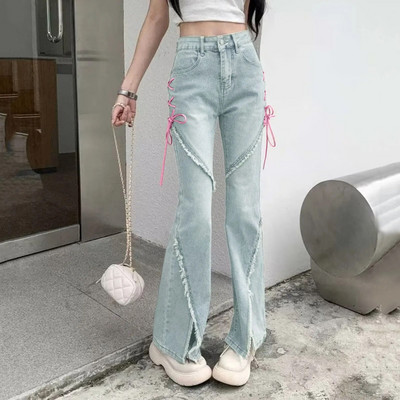 American Split Jeans Ženske Harajuku Ležerne pikantne uske traperice Ženske nepravilno spojene traper hlače Nova Y2K modna ulična odjeća