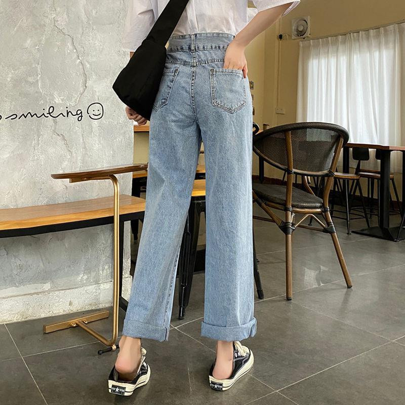Ženske traperice Ravne široke ženske hlače Vintage Ležerne Jednostavne Jednobojne Ulična odjeća Moda s krznom podstavljena u korejskom stilu Chic