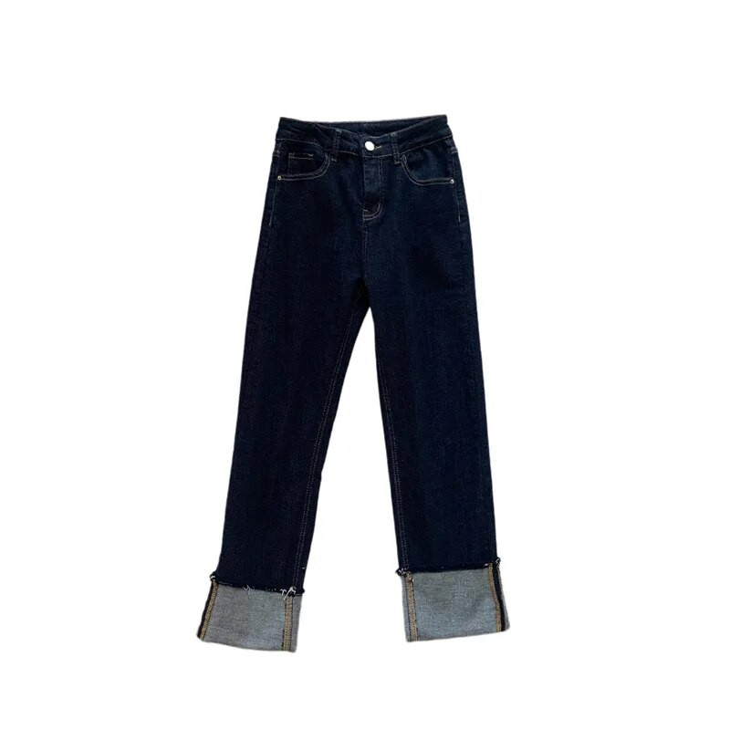 Traperice ravnih nogavica s visokim strukom za žene s osjećajem za dizajnersku nišu. Proljeće 2023., nove ležerne hlače na 9 točaka