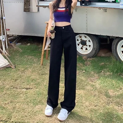 Ulične traperice visokog struka širokih nogavica Ženske ležerne velike veličine 5xl široke ravne traper hlače Korejski Vaqueros Vintage Kot Pantalones