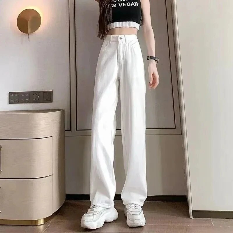 Ulične traperice visokog struka širokih nogavica Ženske ležerne velike veličine 5xl široke ravne traper hlače Korejski Vaqueros Vintage Kot Pantalones