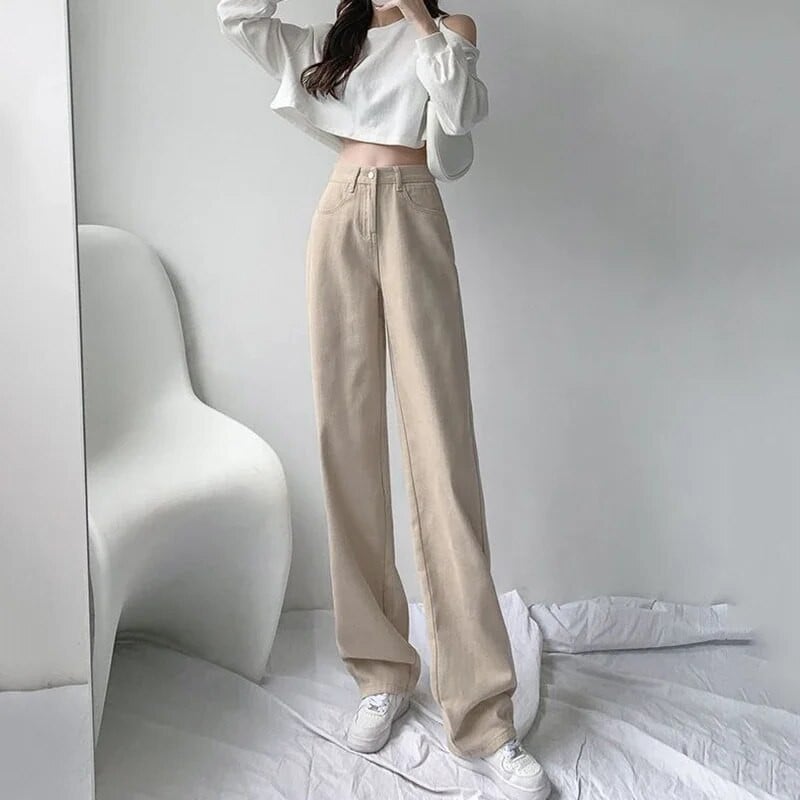 Ulične traperice visokog struka širokih nogavica Ženske ležerne velike veličine 5xl široke ravne traper hlače Korejski Vaqueros Vintage Kot Pantalones