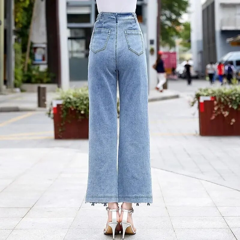 Pantalones De Mujer Lace Patchwork Izdubljene modne, elegantne traperice za žene Raznobojne ležerne široke ljetne hlače