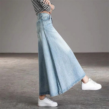 Super Loose Culotte Wash Vintage Φαρδύ τζιν Γυναικείο Σχέδιο Oversize Ψηλόμεση Τζιν Pantalone 95cm Κορεάτικη φαρδιά φούστα