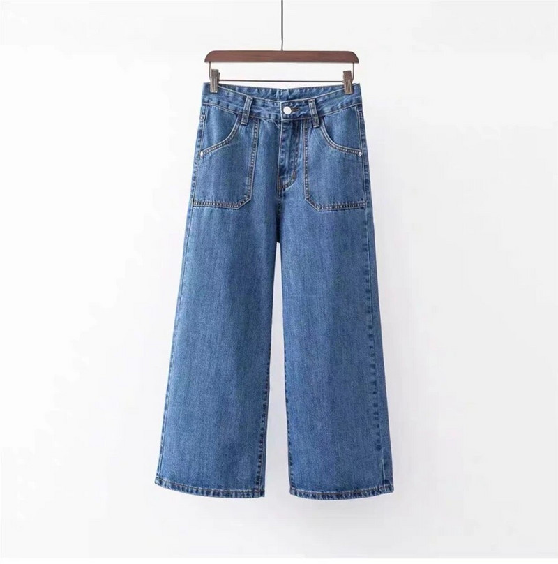 Ljetne traperice širokih nogavica s visokim strukom Ženske široke traper hlače Vintage Capris korejski Vaqueros Ležerne pantalone Ulične hlače Novo