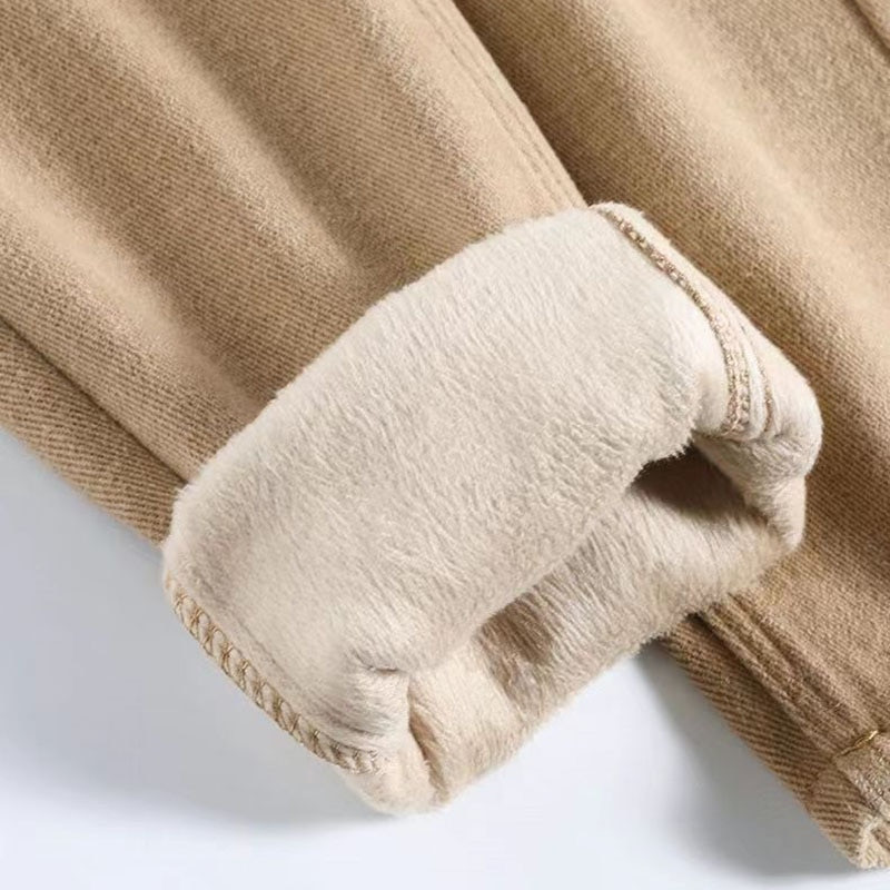 Zimske plišane široke traperice do gležnja Harem traper hlače visokog struka s podstavom od baršuna Vaqueros Pantalones Tople debele ženske traperice