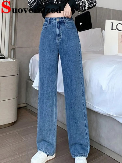 Vrećaste ravne traper hlače visokog struka 2024. Nove ženske velike veličine Vintage Vaqueros Pantalones Ležerni trend široke traper hlače Spodnie