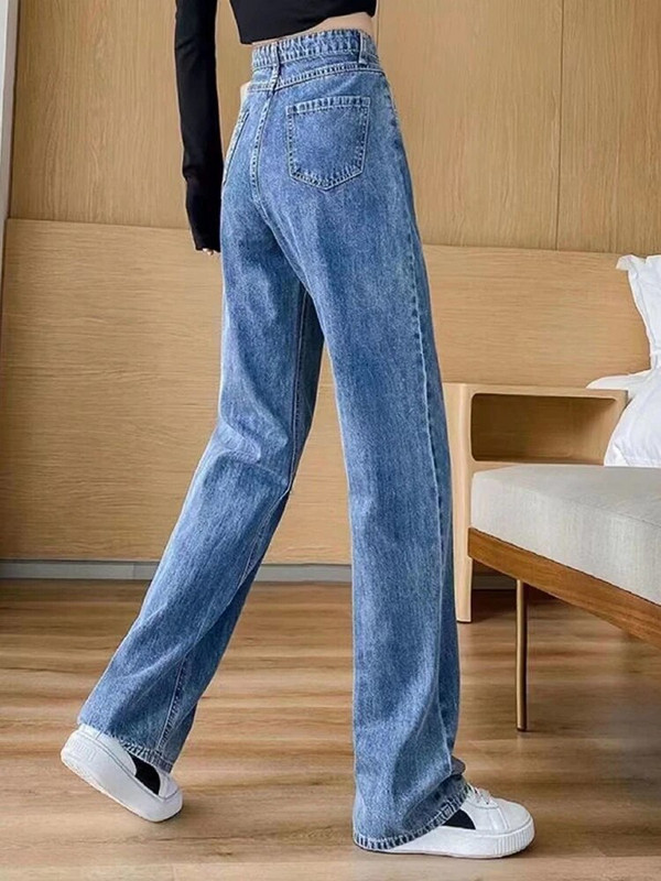Vrećaste ravne traper hlače visokog struka 2024. Nove ženske velike veličine Vintage Vaqueros Pantalones Ležerni trend široke traper hlače Spodnie