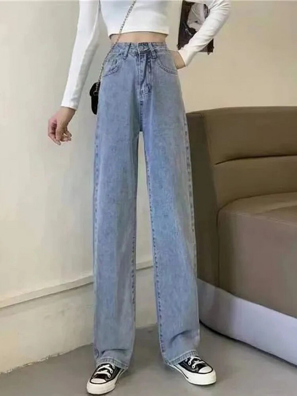 Vrećaste ravne traper hlače visokog struka 2024. Nove ženske velike veličine Vintage Vaqueros Pantalones Ležerni trend široke traper hlače Spodnie