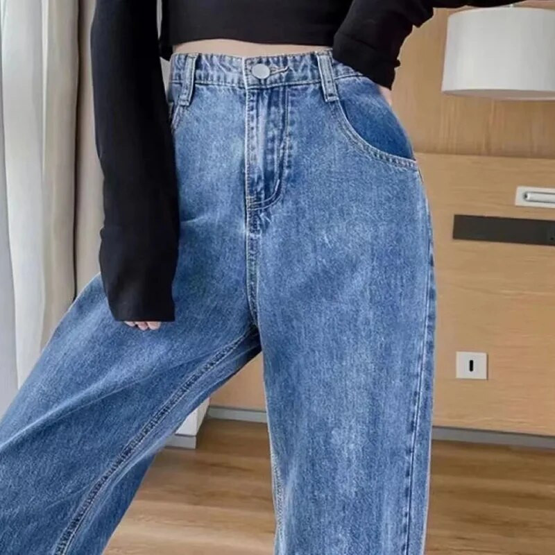 Vrećaste ravne traper hlače visokog struka 2024. Nove ženske velike veličine Vintage Vaqueros Pantalones Ležerni trend široke traper hlače Spodnie