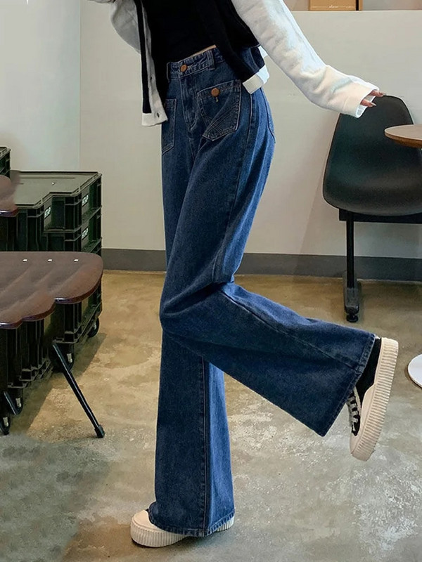 Modne široke traperice Hlače širokih nogavica Vintage Streetwear Ženske Vaqueros Pantalone visokog struka Ležerne Nove široke traperice Ravne Broek