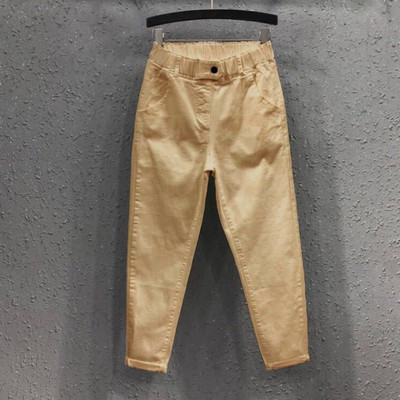 2022, pantaloni harem pentru femei, de vară, pantaloni casual din denim din bumbac, cu talie elastică, blugi negri, albi, galbeni, KZ530