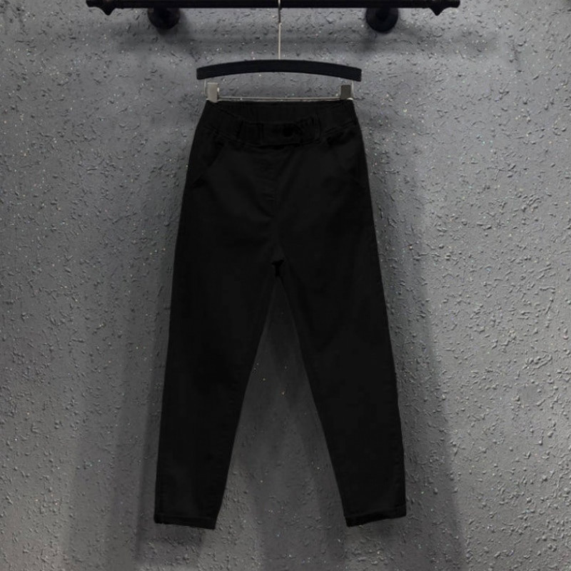 2022, pantaloni harem pentru femei, de vară, pantaloni casual din denim din bumbac, cu talie elastică, blugi negri, albi, galbeni, KZ530