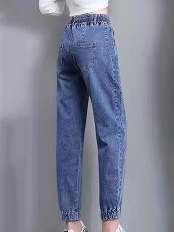 Άνοιξη Καλοκαίρι μεγάλο μέγεθος Χαρέμι Τζιν ψηλόμεσο φαρδύ τζιν παντελόνι μονόχρωμο Woman Vaqueros Casual Blue Trend Pantalones