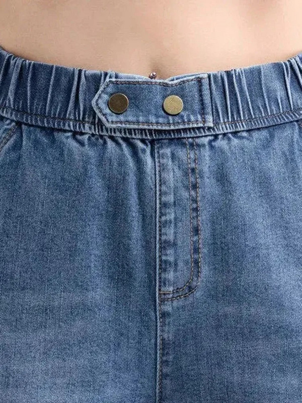 Proljeće ljeto Oversize 80 kg Harem traperice s prugama visokog struka Vrećaste plave ženske ležerne nove hlače