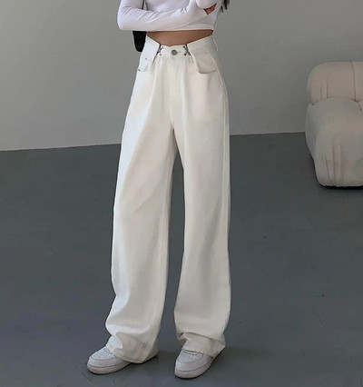 ZHISILAO Nove traperice širokih nogavica Ženske dečačke široke traper hlače visokog struka Bijele Mom Jeans hlače 2021.