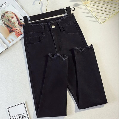 „Vintage Chic Burrs“ aukštu juosmeniu, iki kulkšnies siekiančios moteriškos kelnės, didelės 40 dydžio, plonos gatvių aprangos, pieštukas, džinsinės kelnės, moteriškos laisvalaikio džinsai