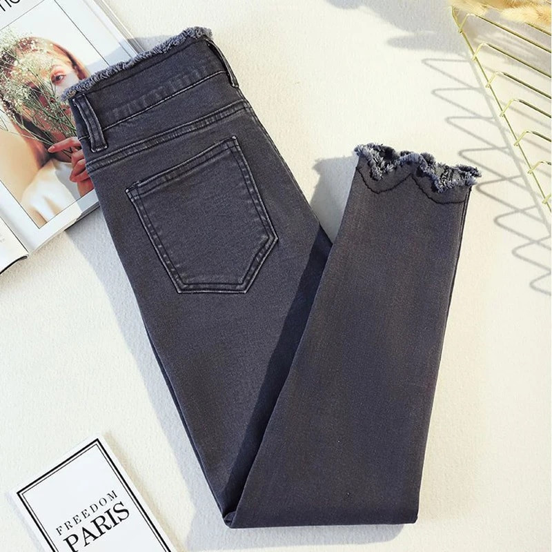 „Vintage Chic Burrs“ aukštu juosmeniu, iki kulkšnies siekiančios moteriškos kelnės, didelės 40 dydžio, plonos gatvių aprangos, pieštukas, džinsinės kelnės, moteriškos laisvalaikio džinsai