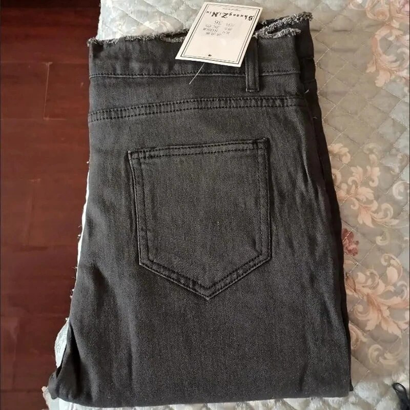 „Vintage Chic Burrs“ aukštu juosmeniu, iki kulkšnies siekiančios moteriškos kelnės, didelės 40 dydžio, plonos gatvių aprangos, pieštukas, džinsinės kelnės, moteriškos laisvalaikio džinsai