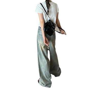 Τζιν Γυναικείο American High Street Μικρό φαρδύ ίσιο σωληνοειδές παντελόνι Slam παντελόνι δαπέδου Παντελόνι φαρδύ πόδι 2023 Ψηλόμεση παντελόνι φαρδύ