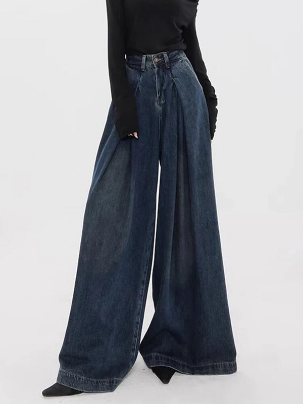 Baggy farmer női magas derekú farmer kék farmer nadrág teljes hosszúságú széles szárú bő nadrág Vintage mosott 2023 Y2k farmer