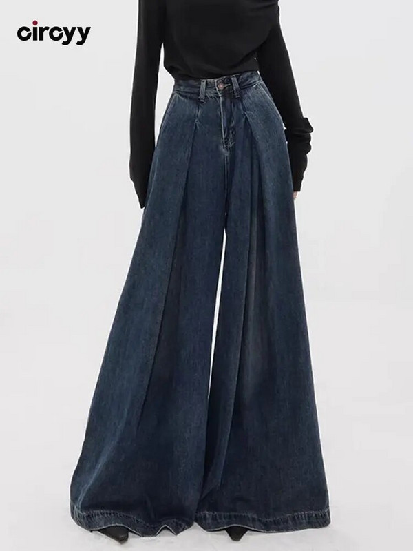 Baggy farmer női magas derekú farmer kék farmer nadrág teljes hosszúságú széles szárú bő nadrág Vintage mosott 2023 Y2k farmer