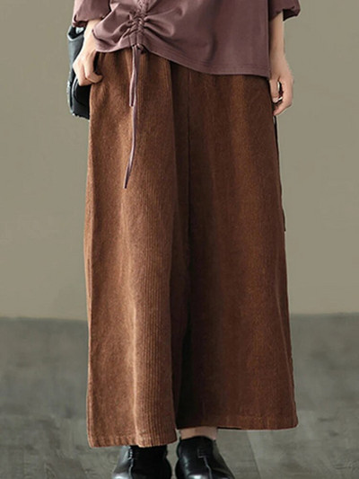 ZANZEA Prevelike vrećaste hlače Ženske duge hlače od samta Jesenske tople pantalone s visokim strukom Ležerne široke hlače širokih nogavica