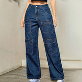 Y2K Fashion Jeans Γυναικεία Vintage Hip Hop φθινοπωρινό τζιν Μεσαίο φαρδύ ευπροσάρμοστο streetwear Φαρδύ ίσιο παντελόνι Γυναικείο Νέο