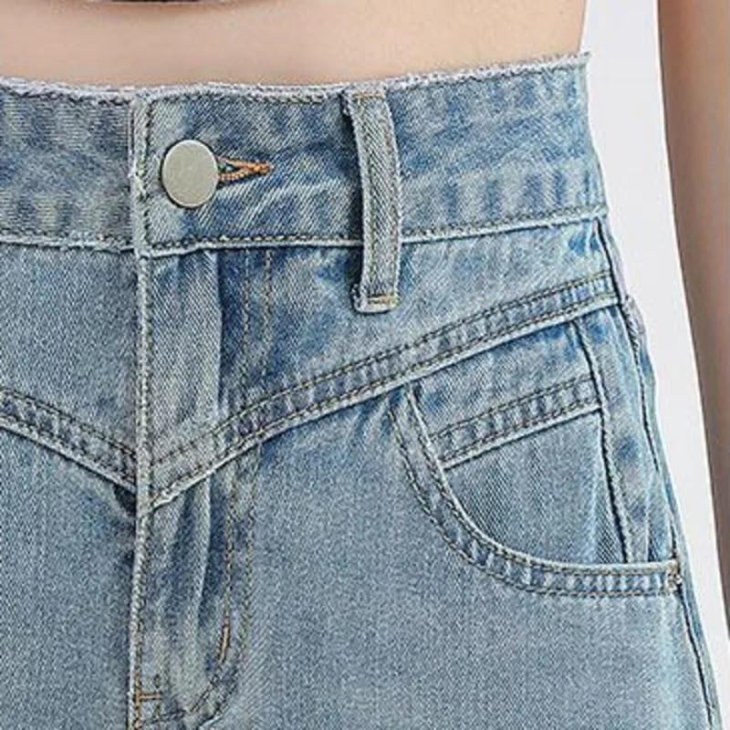 Korejski modni brend traper hlače Ženske ravne traperice s vezom Y2k High Street široke hlače Hlače trenirke