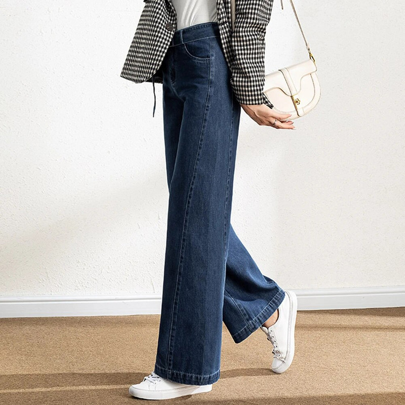 Ženske široke traperice visokog struka, velike rastezljive trake s remenom, duge proljetne jesenske deblje traperice, oversize S 6XL 