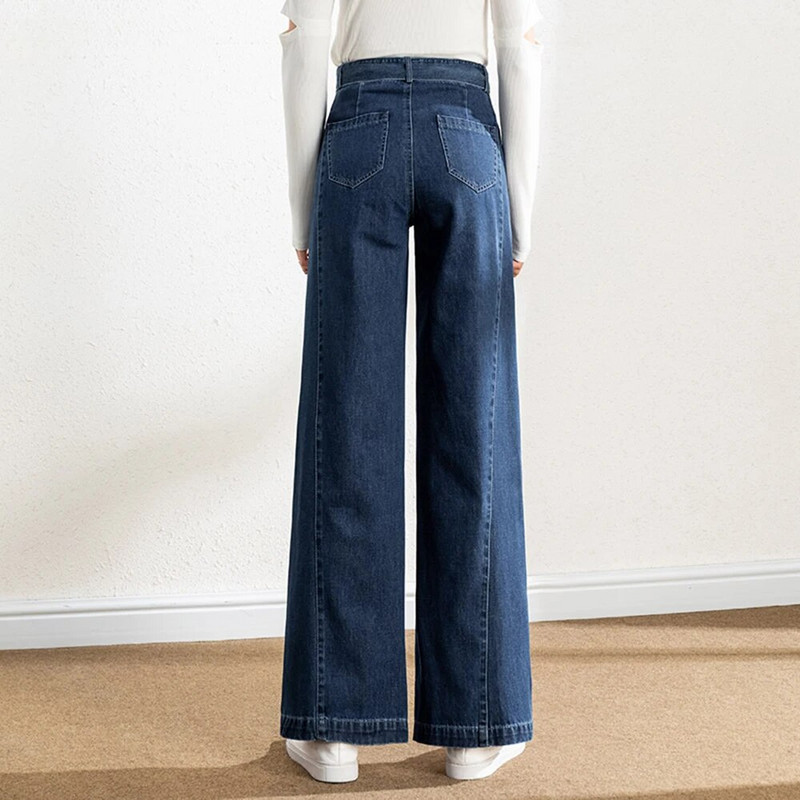 Ženske široke traperice visokog struka, velike rastezljive trake s remenom, duge proljetne jesenske deblje traperice, oversize S 6XL 