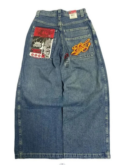 JNCO retro teksad Y2K uued Harajuku hip-hop kirjaga tikitud lahtised teksad teksapüksid meeste gooti kõrge vöökohaga laiad püksid