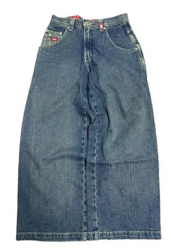 JNCO retro teksad Y2K uued Harajuku hip-hop kirjaga tikitud lahtised teksad teksapüksid meeste gooti kõrge vöökohaga laiad püksid