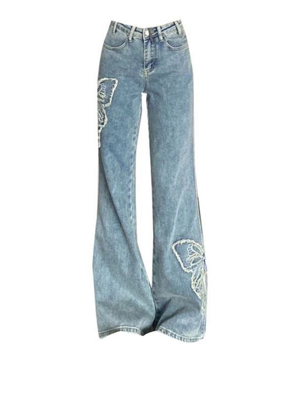 HOUZHOU Y2k Flare Jeans Ženske vintage grunge Gyaru plave traper hlače Baggy Harajuku Acubi modne korejske ulične traper hlače