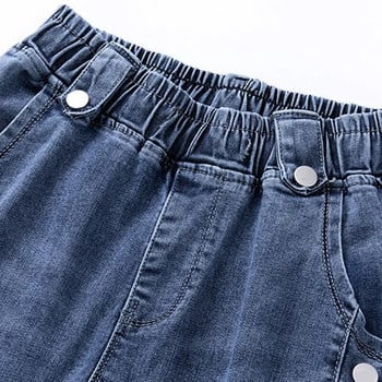 Chic Button Elastic High Waist Pencil Jeans Wash Casual Denim Παντελόνι Γυναικείο Μεγάλο μέγεθος 4xl Skinny Vaqueros Spring Jean Pantalones